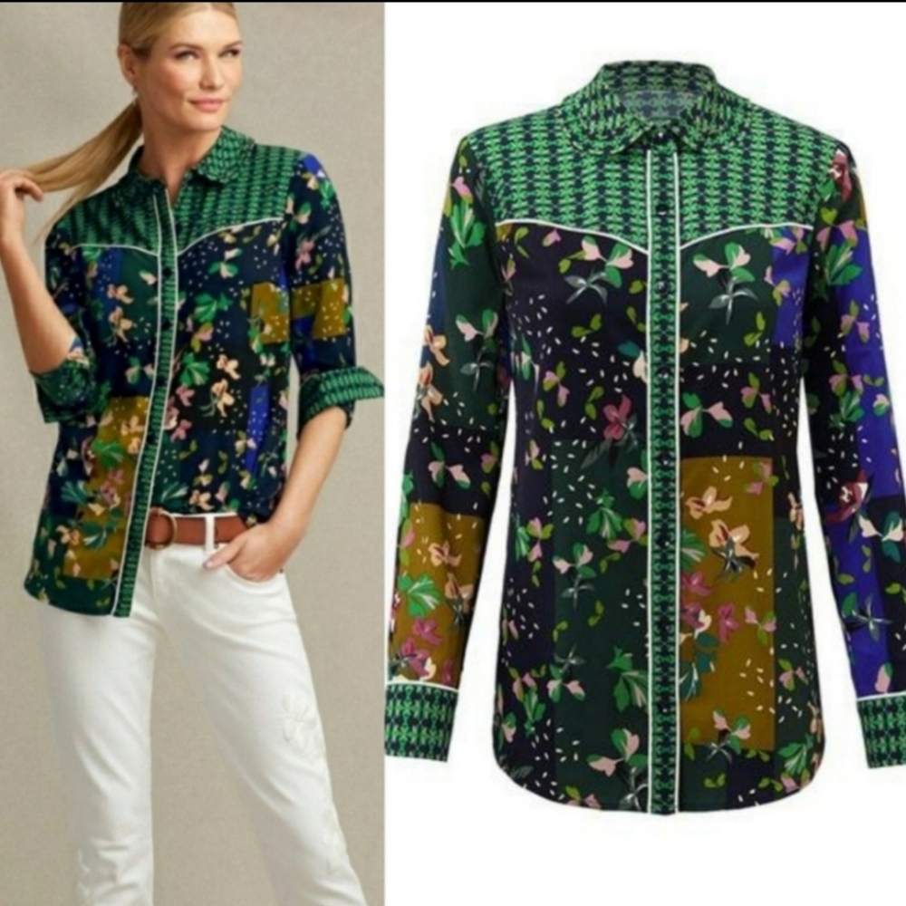 Cabi Patchwork Bronco Blouse Style 5520 Size XS